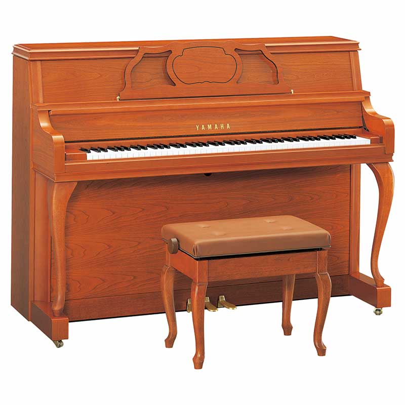ヤマハ アップライトピアノ W106 艶出し木目 猫脚 - 鍵盤楽器